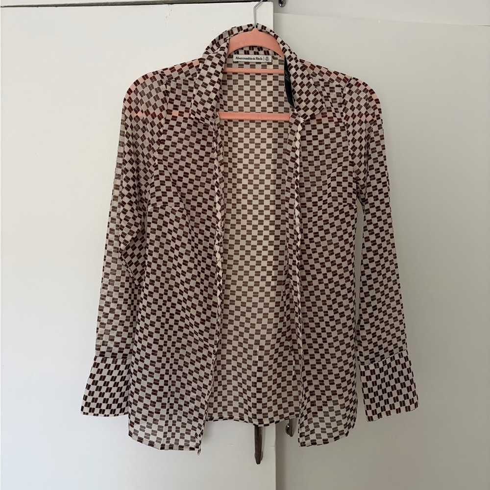 Abercrombie & Fitch Black and Brown Checkered Blouse